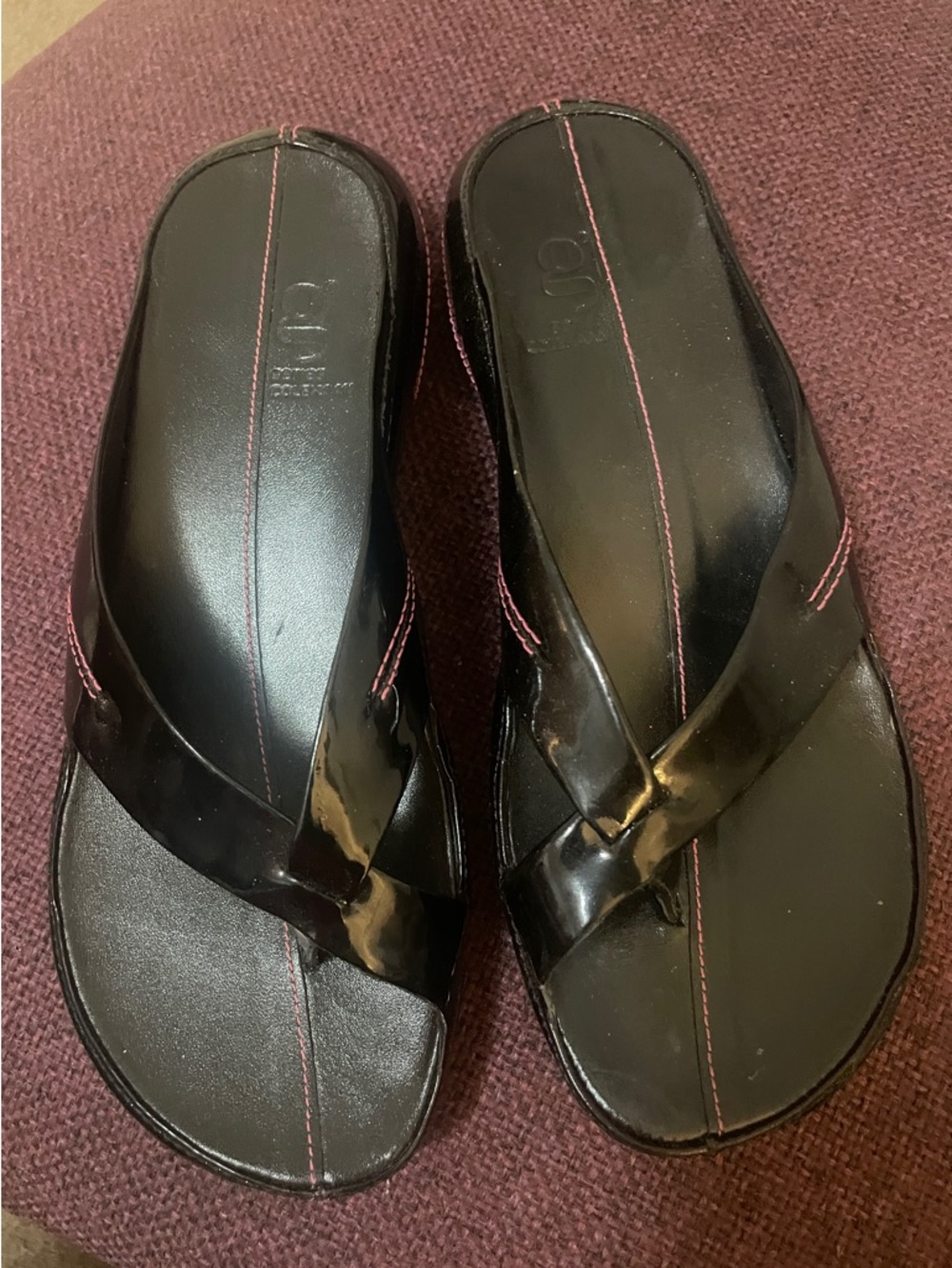 Cole Haan Black Patent Leather Crisscross Sandals